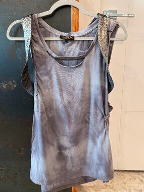 LaRok Rocker Jersey Blouse with attached Sequin Vest